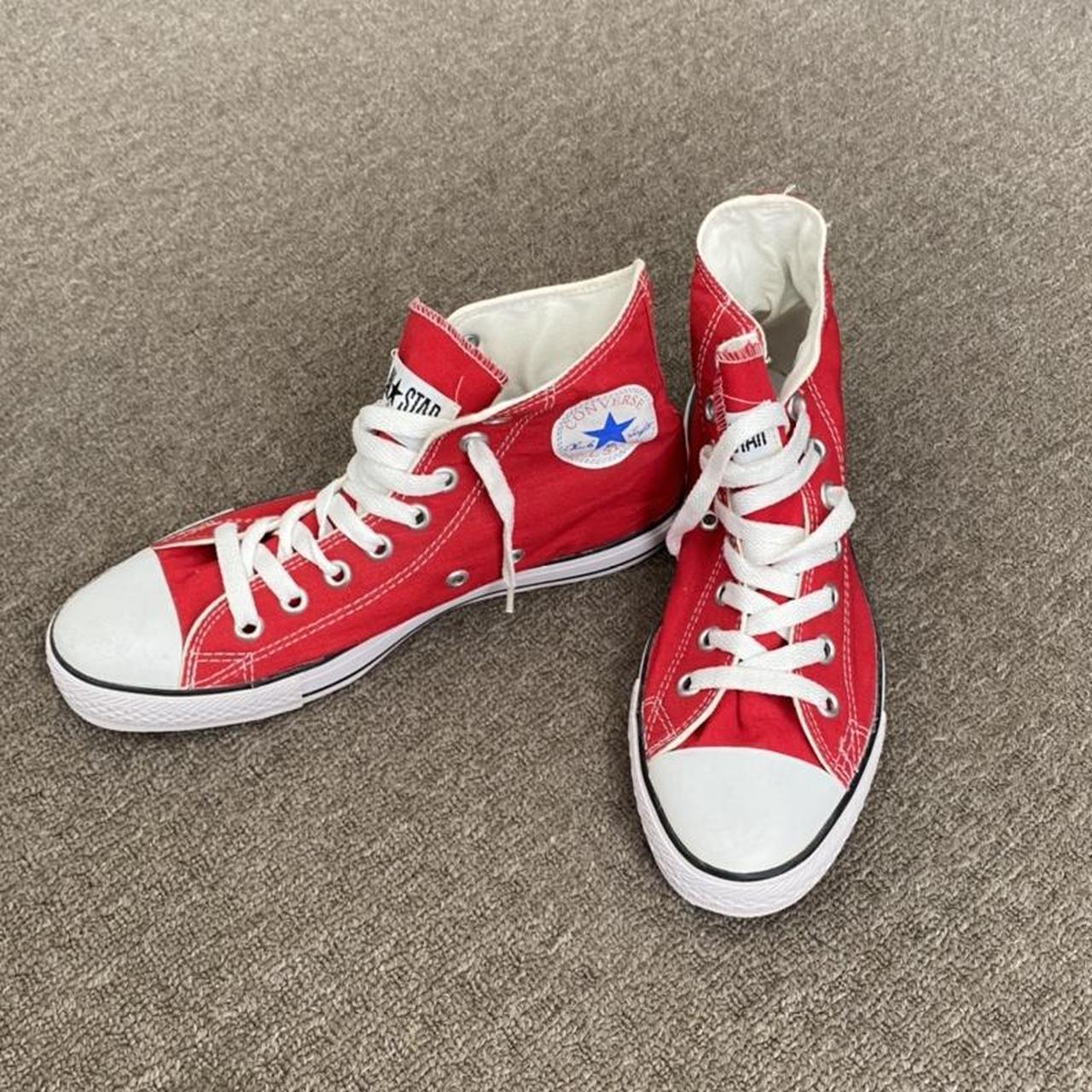 Red CONVERSE high tops MENS 6.5 Womans... Depop