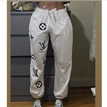 Custom LV monogram striped track pants. Polyester - Depop