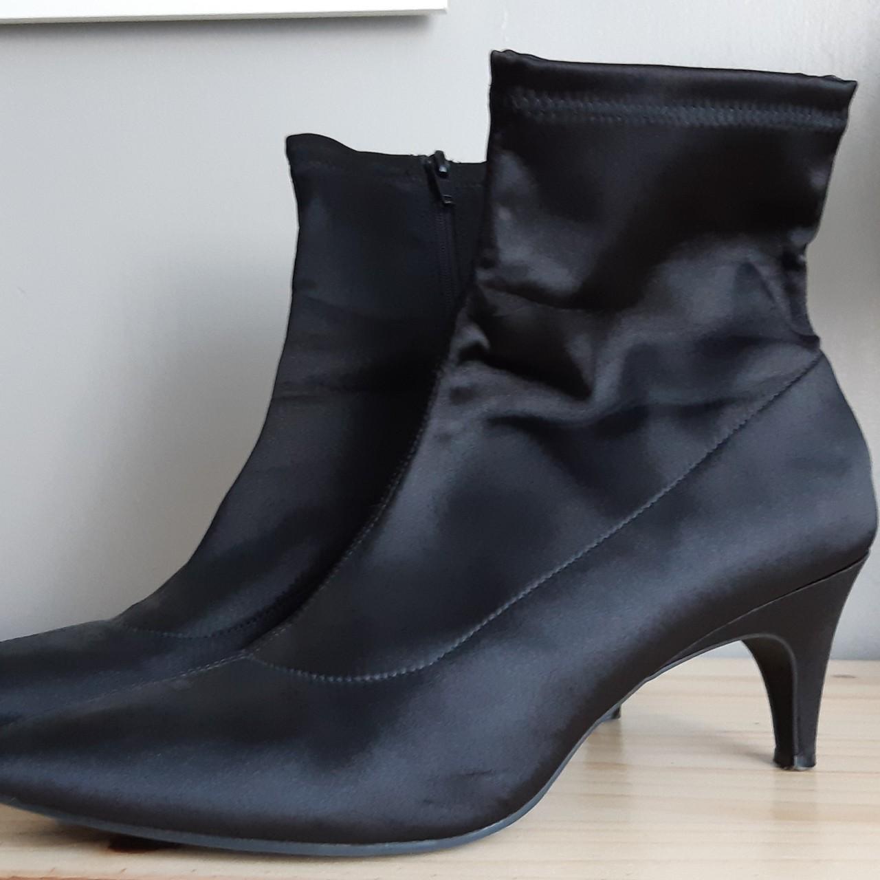 Satin Kitten Heel Sock Boots From Marks And Spencer Depop