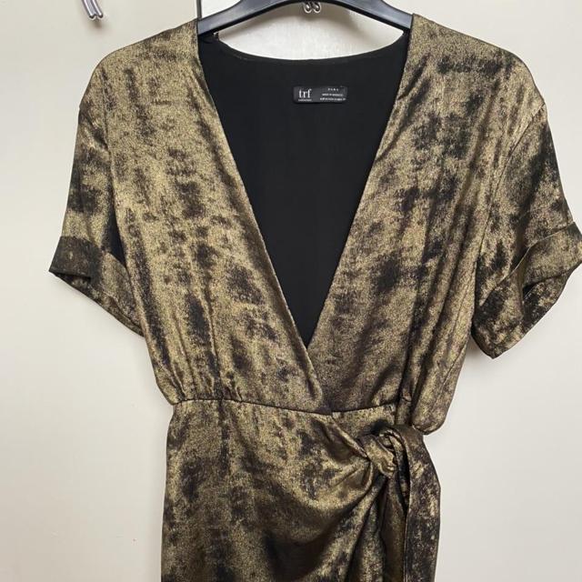 zara gold wrap dress