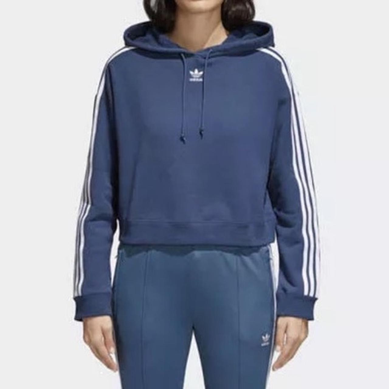 Adidas Originals cropped hoodie in navy This is Depop