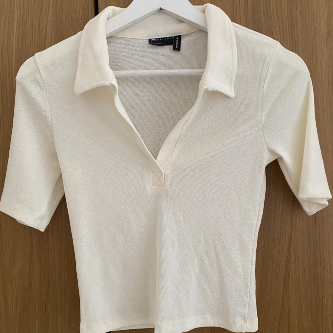 ASOS design cream polo shirt Tried on but otherwise... - Depop