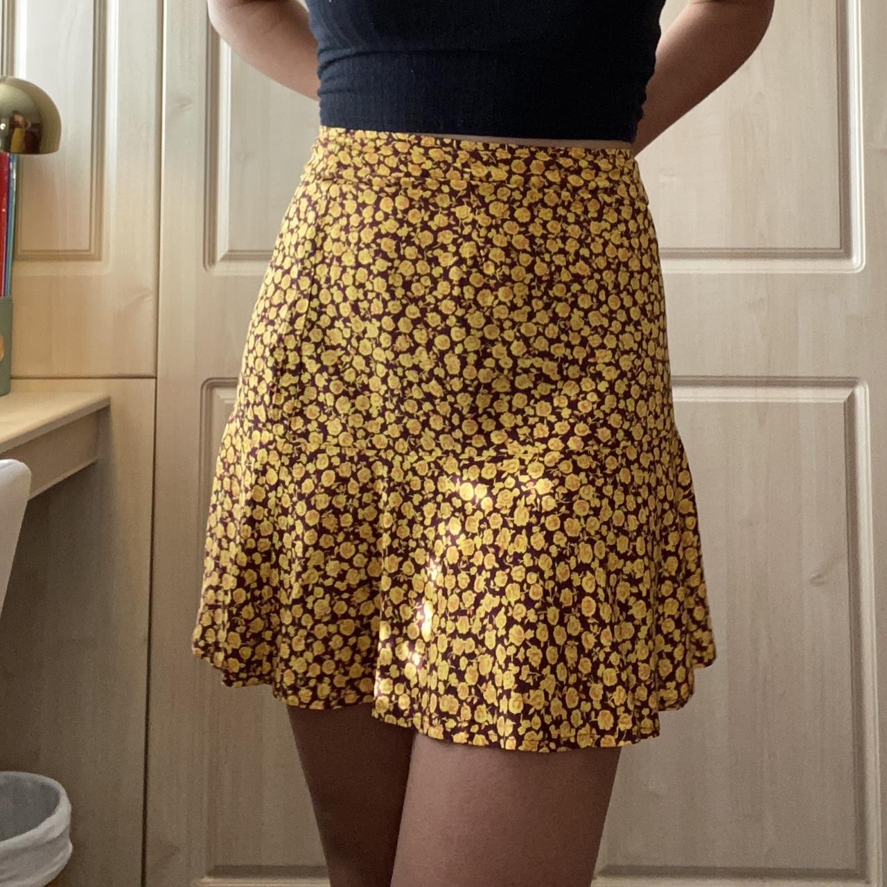 MOTEL ROCKS YELLOW FLORAL MIDI SKIRT yellow floral