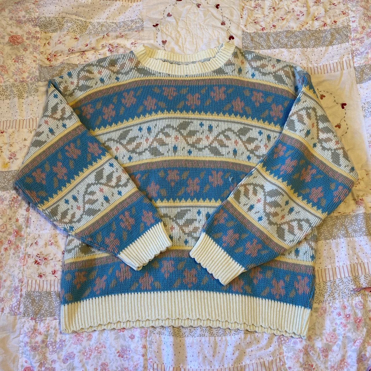 super cute floral pastel sweater. it is perfect for... - Depop