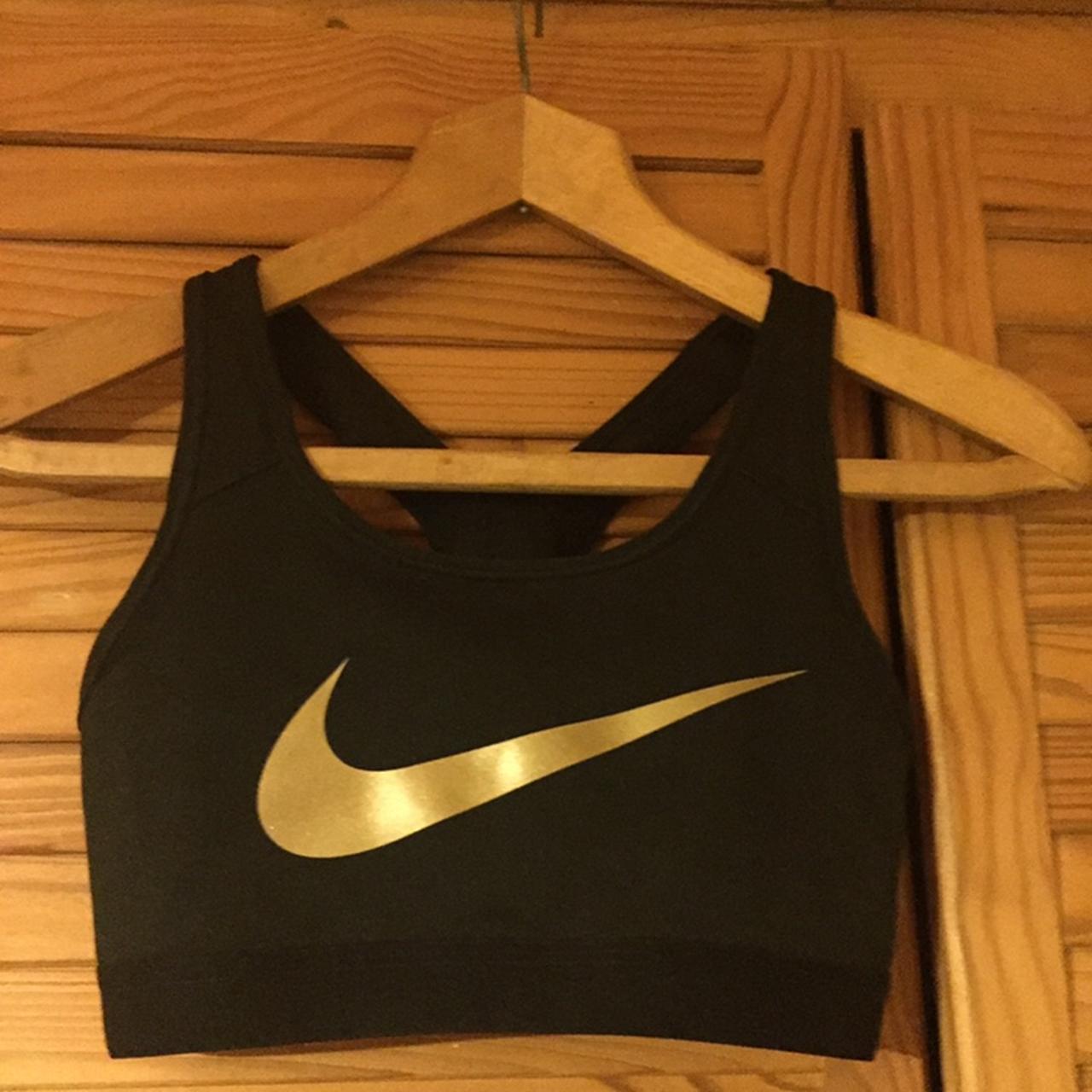nike black and gold crop top
