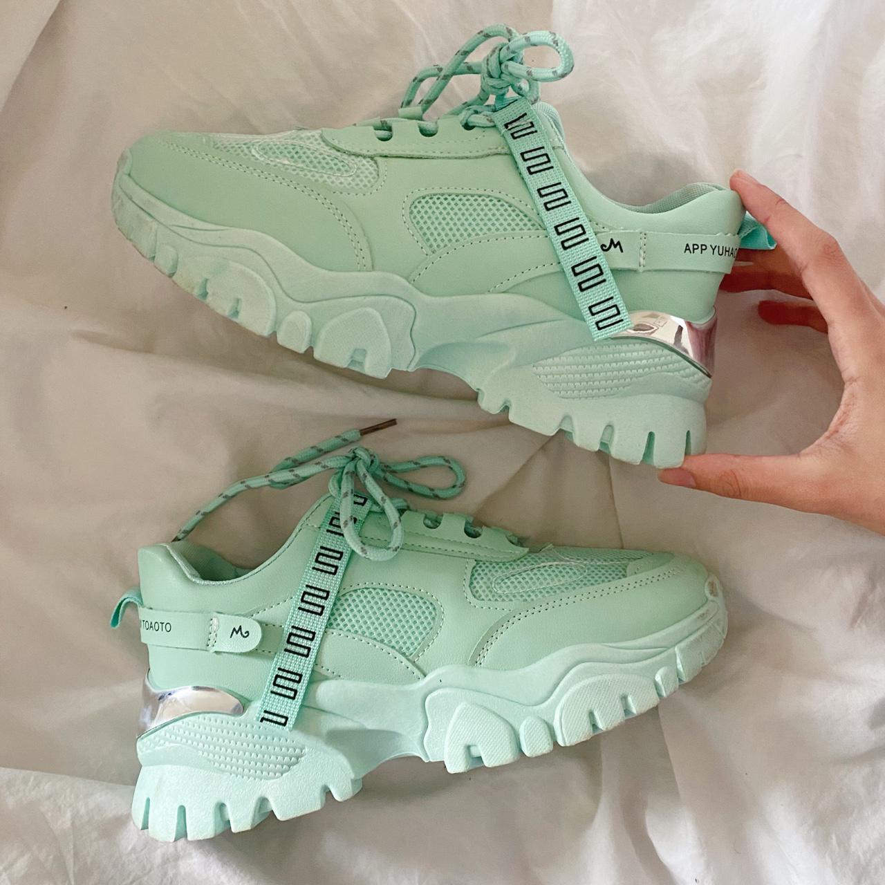 green chunky trainers