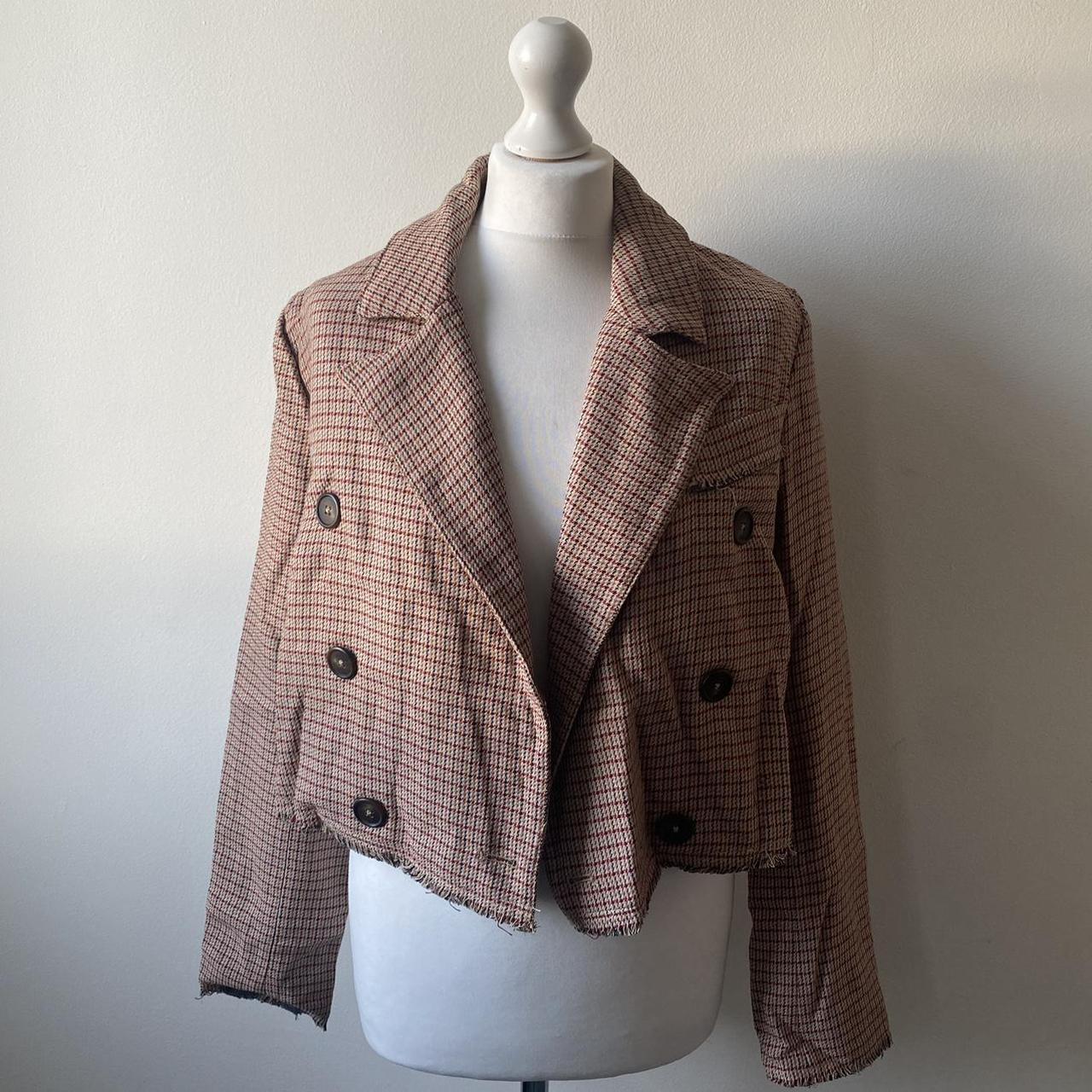 cropped checked blazer