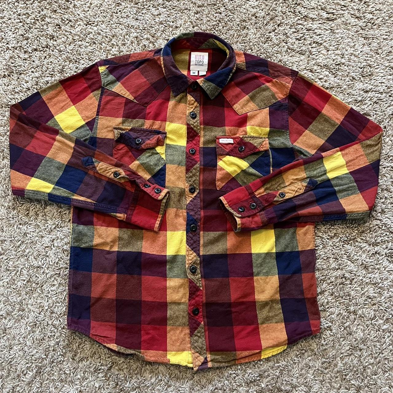 Topo Designs Mountain Flannel Plaid Western Button... - Depop