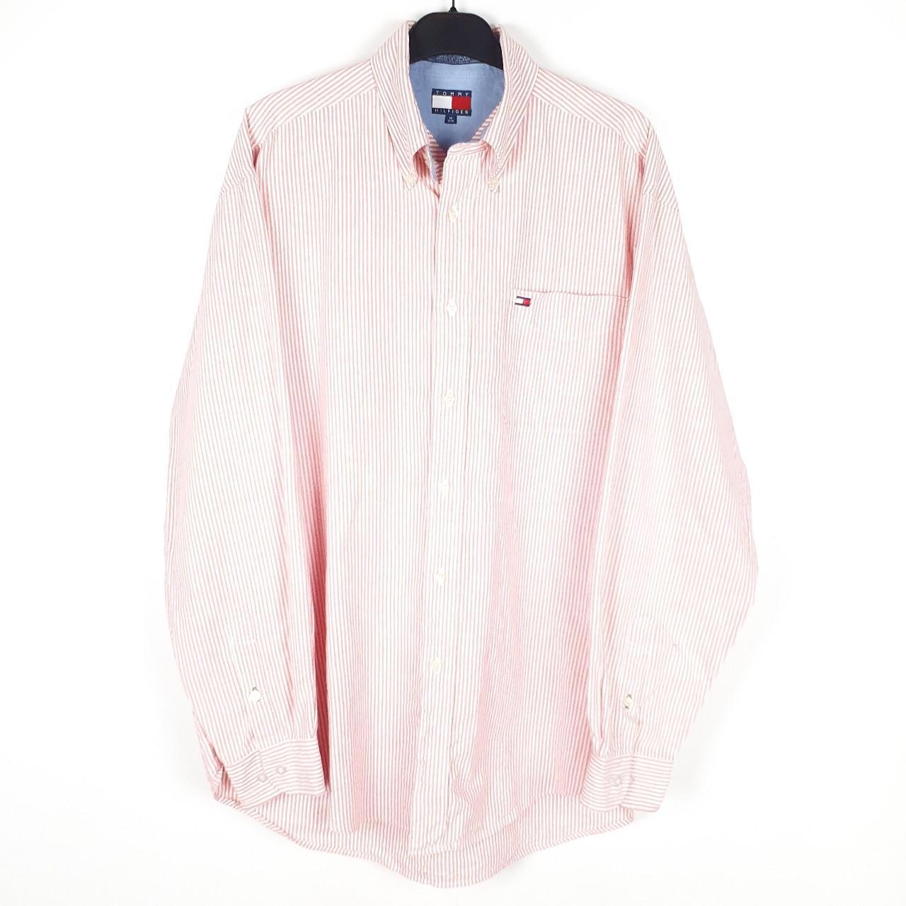 Tommy Hilfiger Men's Pink and White Shirt | Depop