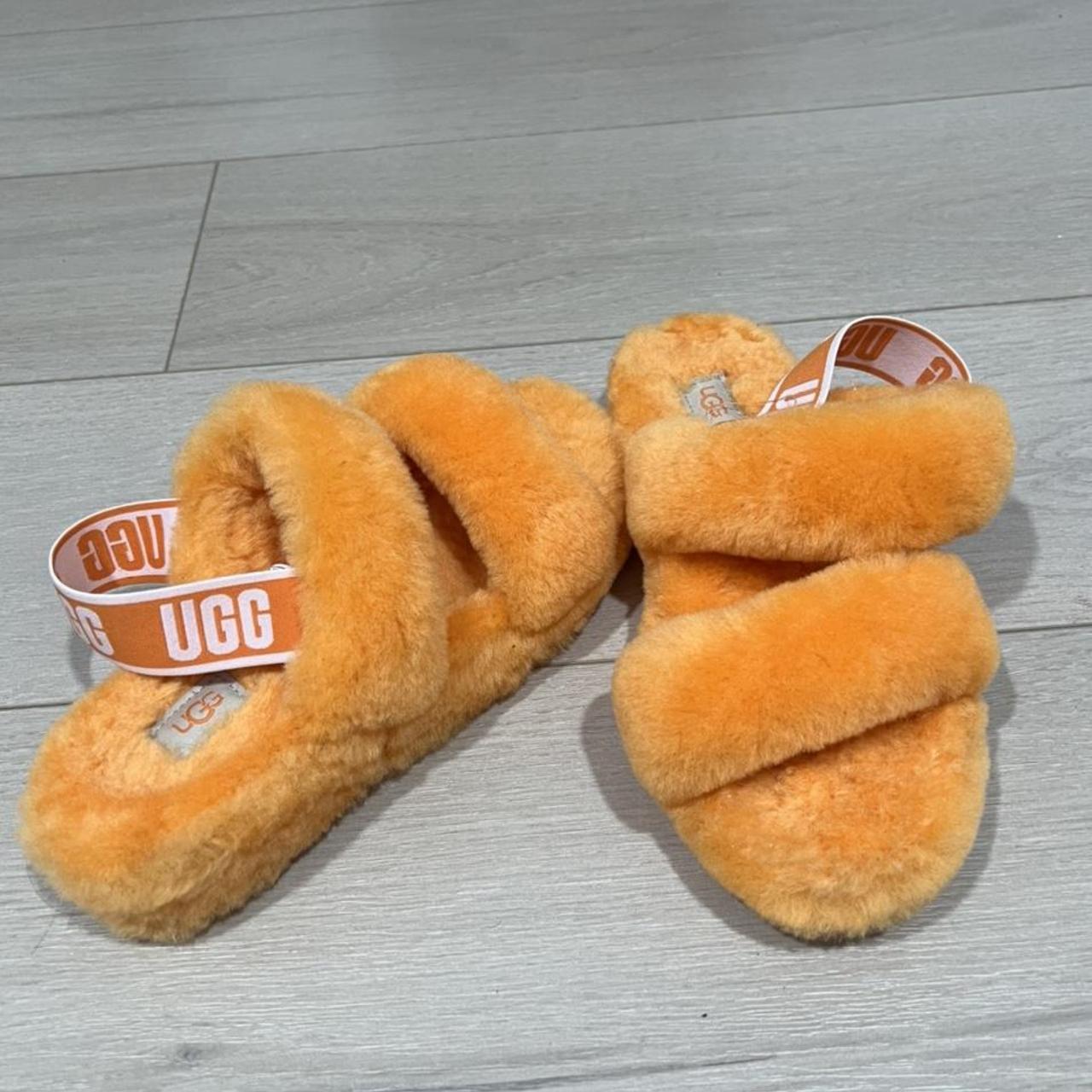 orange ugg fluffy slides 🧡 size - 8 great for fall... - Depop