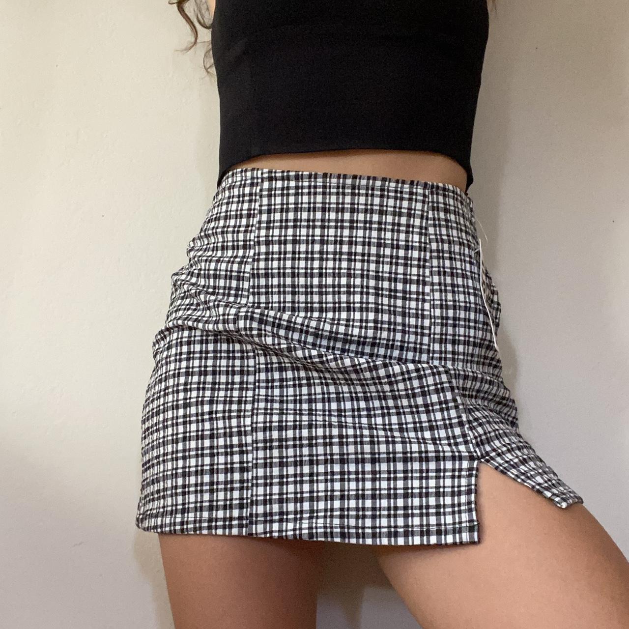 Plaid notched mini outlet skirt