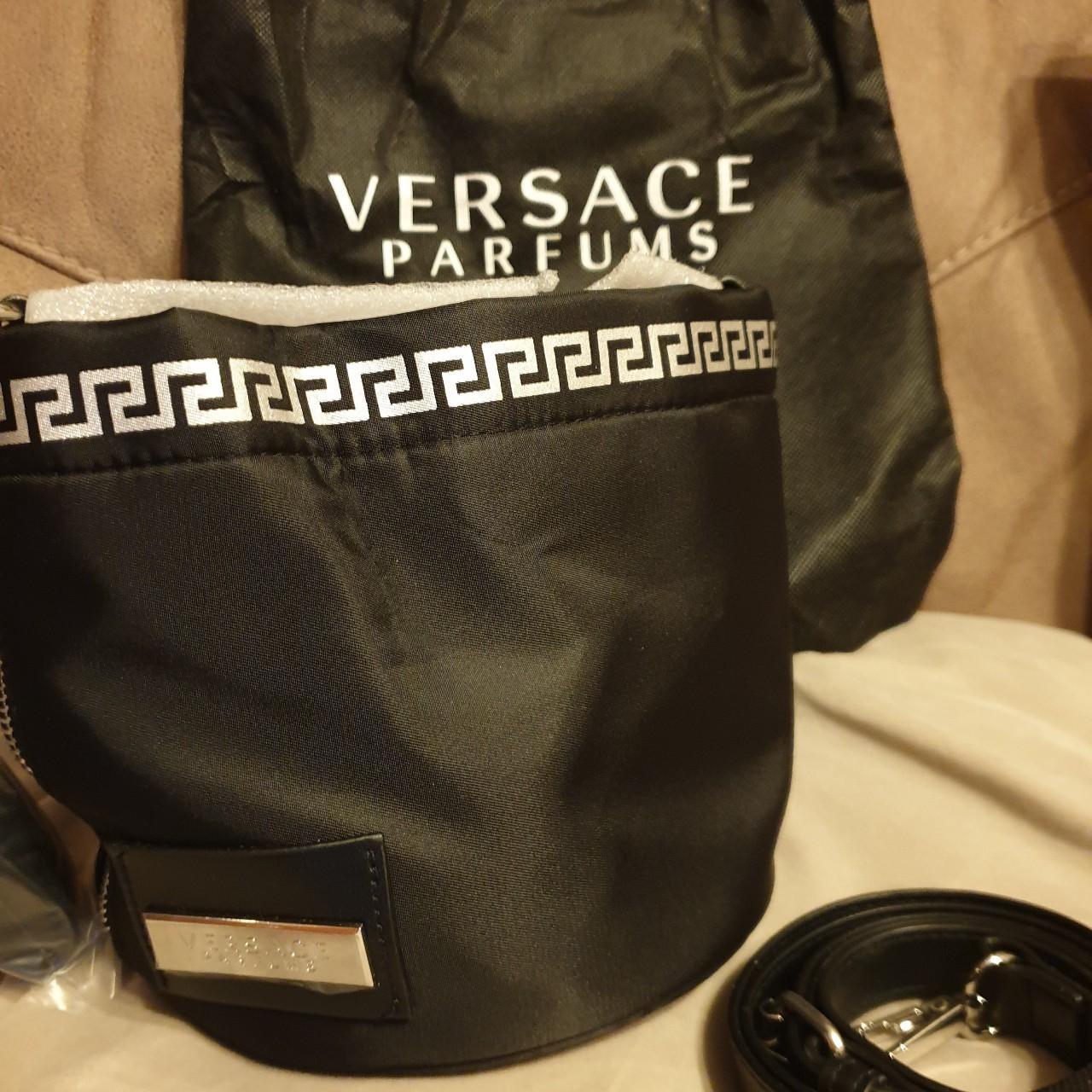 VERSACE parfums black dust drawstring bag... - Depop