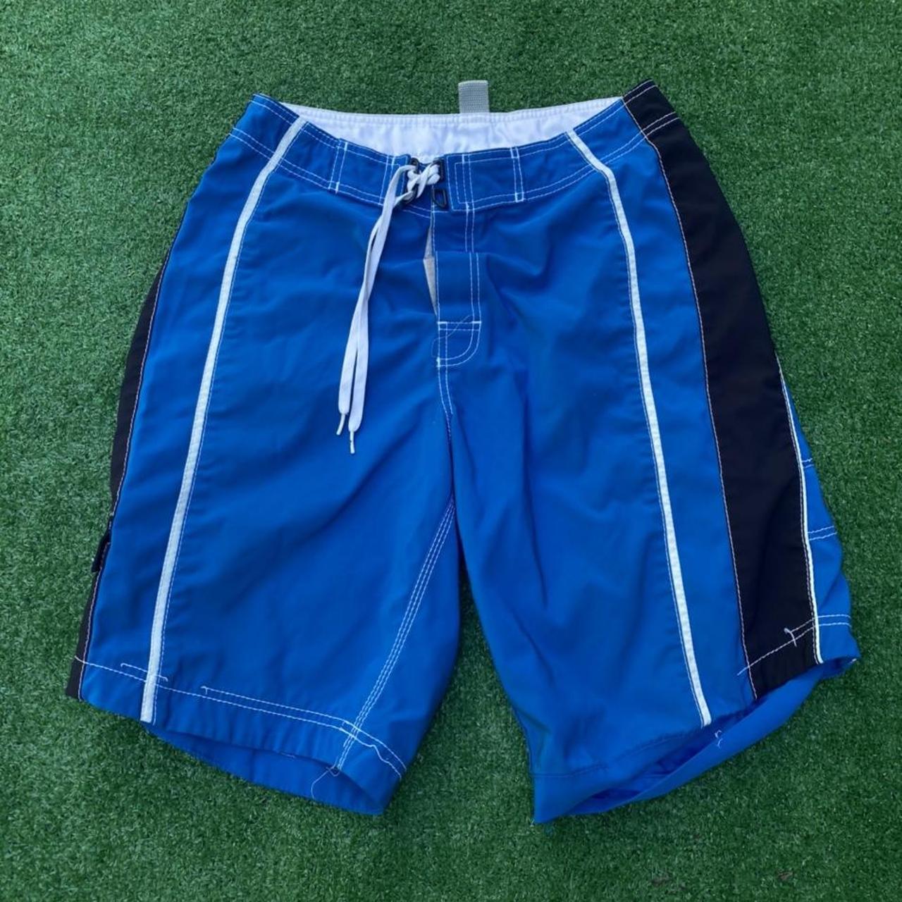 Billabong Men's Blue and White Swimbriefsshorts Depop
