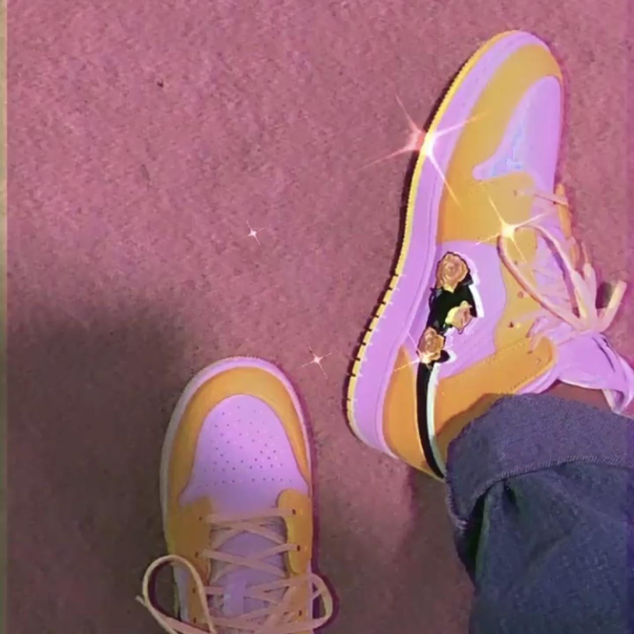 jordan 1 mid yellow floral