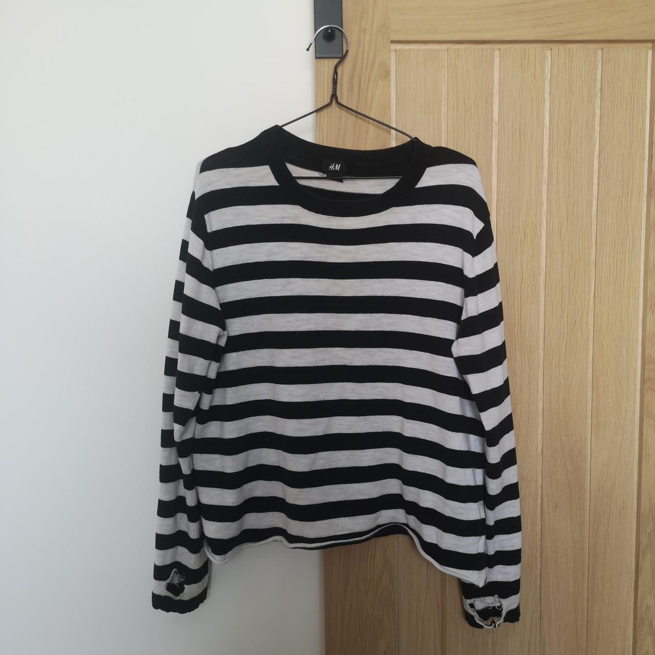 Black and white stripe jumper. Size medium. Would... - Depop