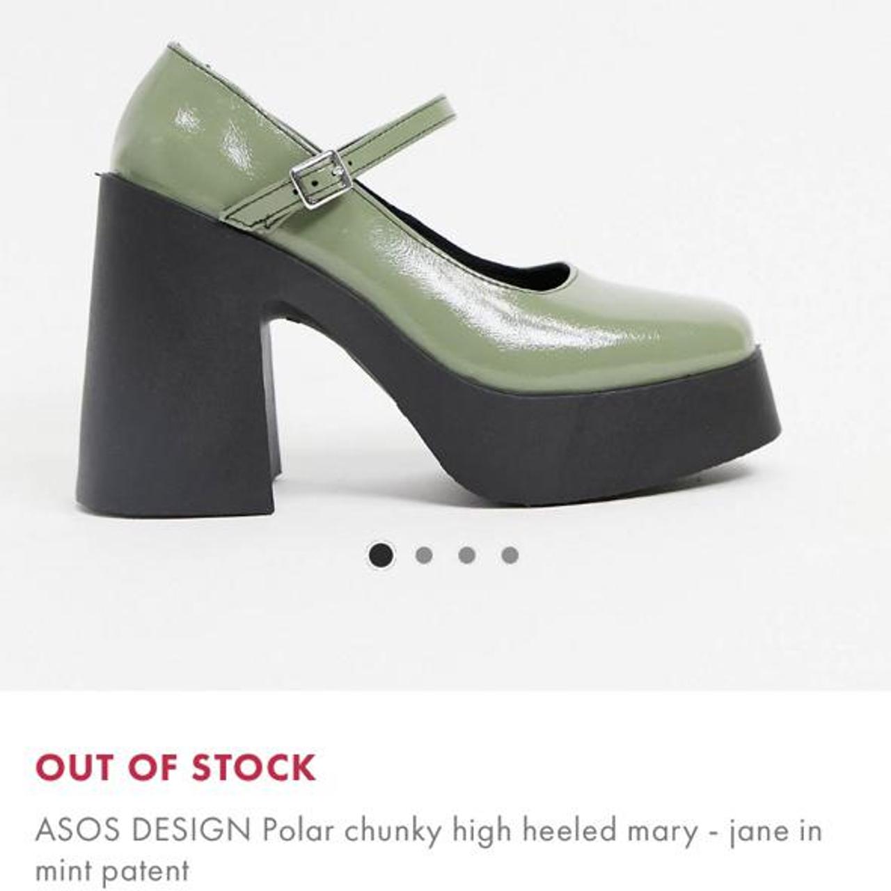 polar chunky high heeled mary janes in mint patent