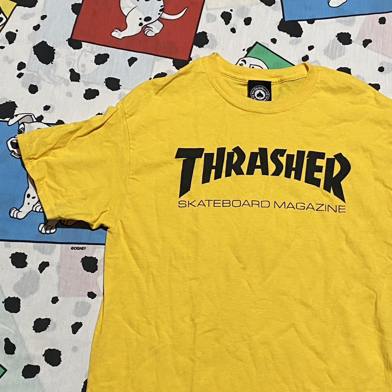 Trasher Skateboard Magazine T-Shirt Mustard... - Depop