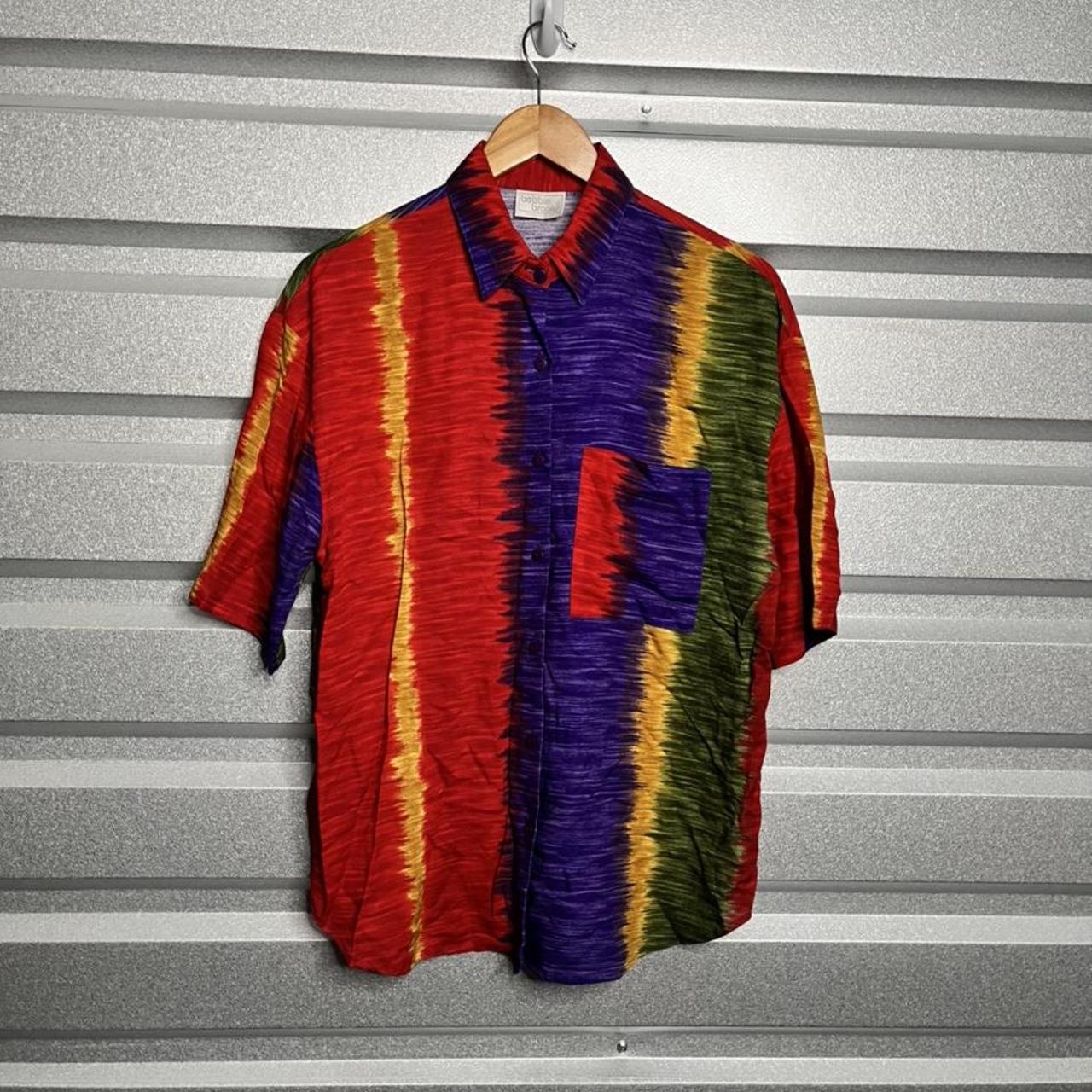 VINTAGE COLOR BLOCK TOP GOOD CONDITION POLYESTER... Depop