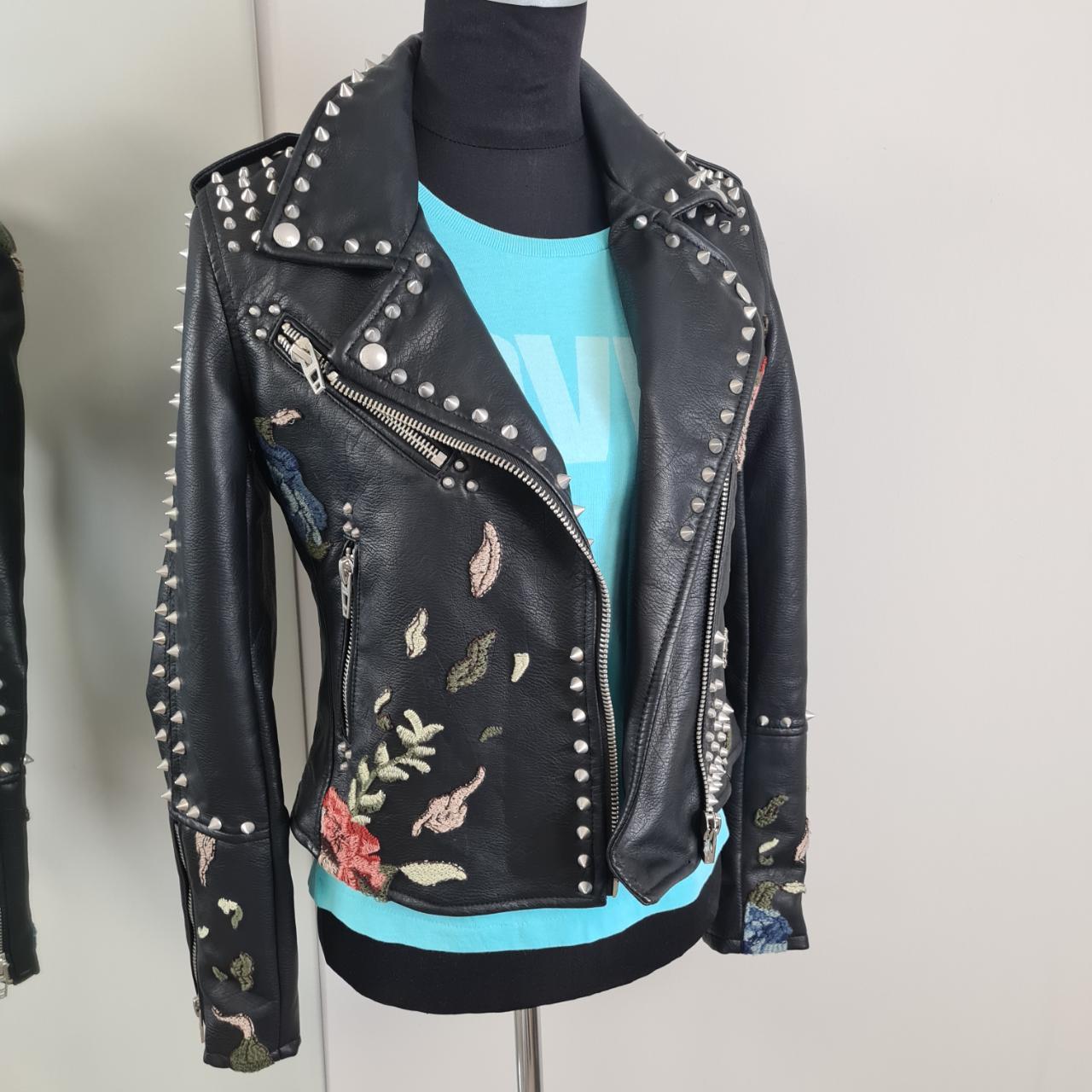BLANK NYC FLORAL STUD JACKET Black faux leather... Depop
