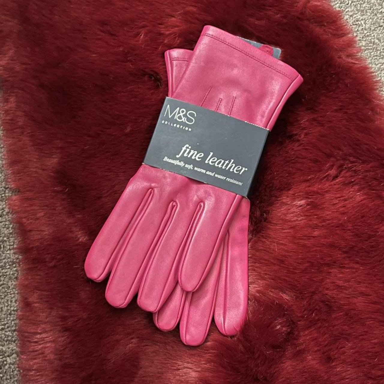 BARBIEcore 💗HOT PINK FINE LEATHER GLOVES Dopamine... Depop