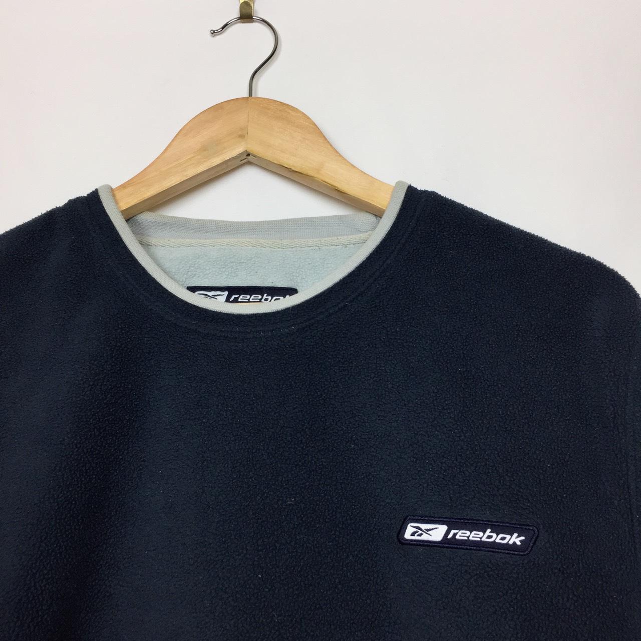 Y2K Reebok Fleece Jumper Embroidered logo Size:... - Depop