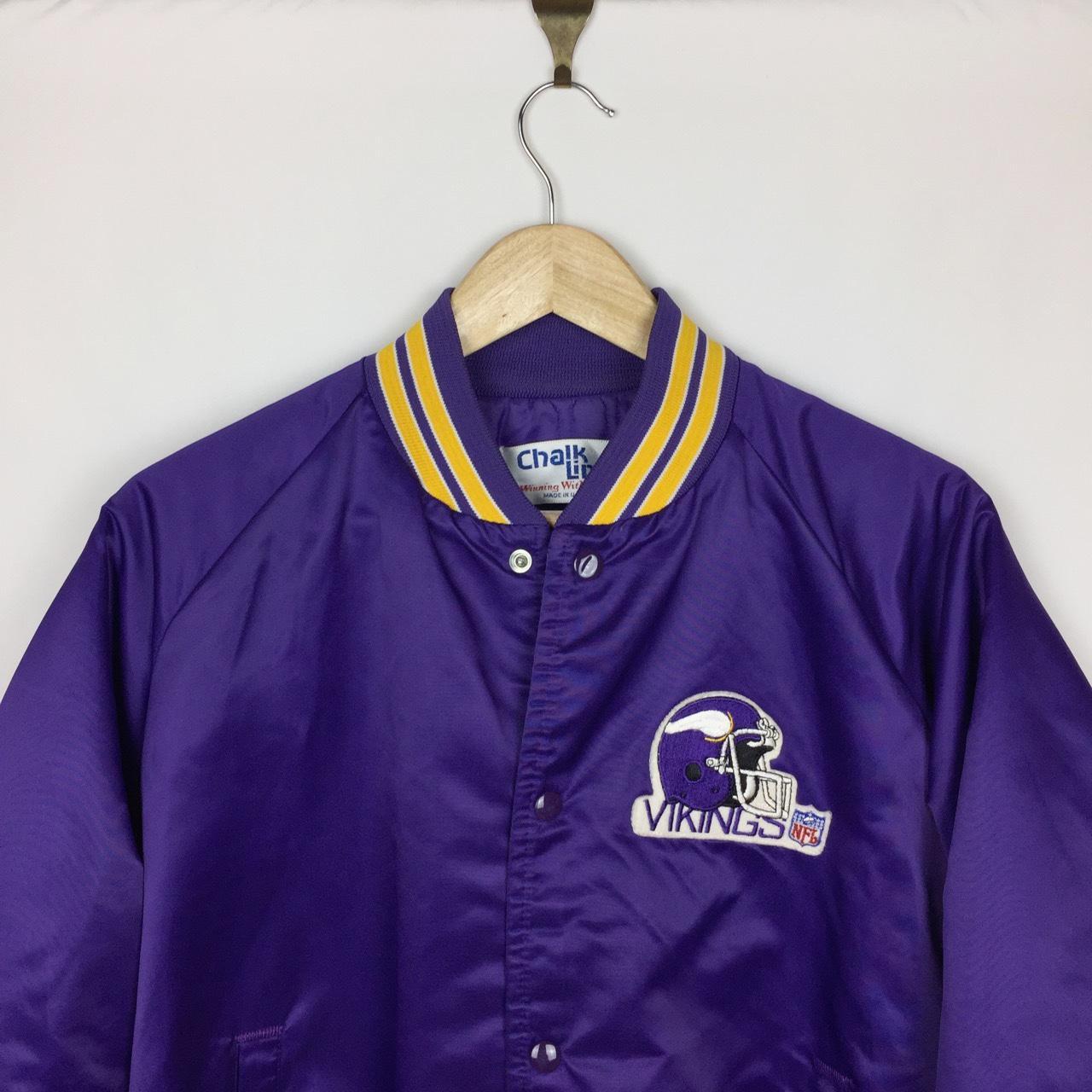 Vintage 1990s Minnesota Vikings NFL Embroidered Leather Jacket 