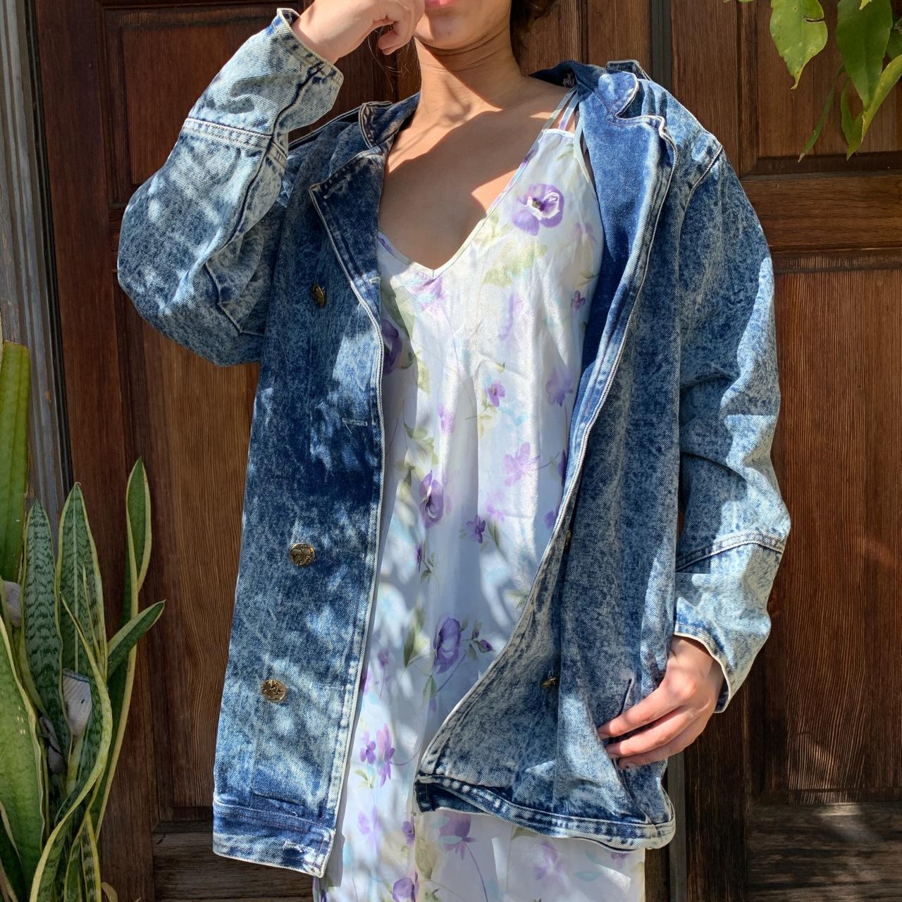 Women's Blue and White Jacket Depop