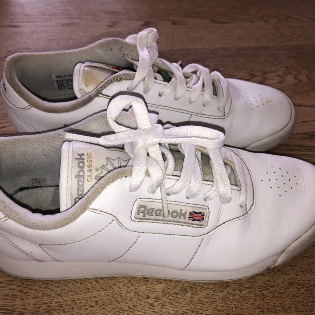 Reebok classic white trainers - women’s size 4.... - Depop