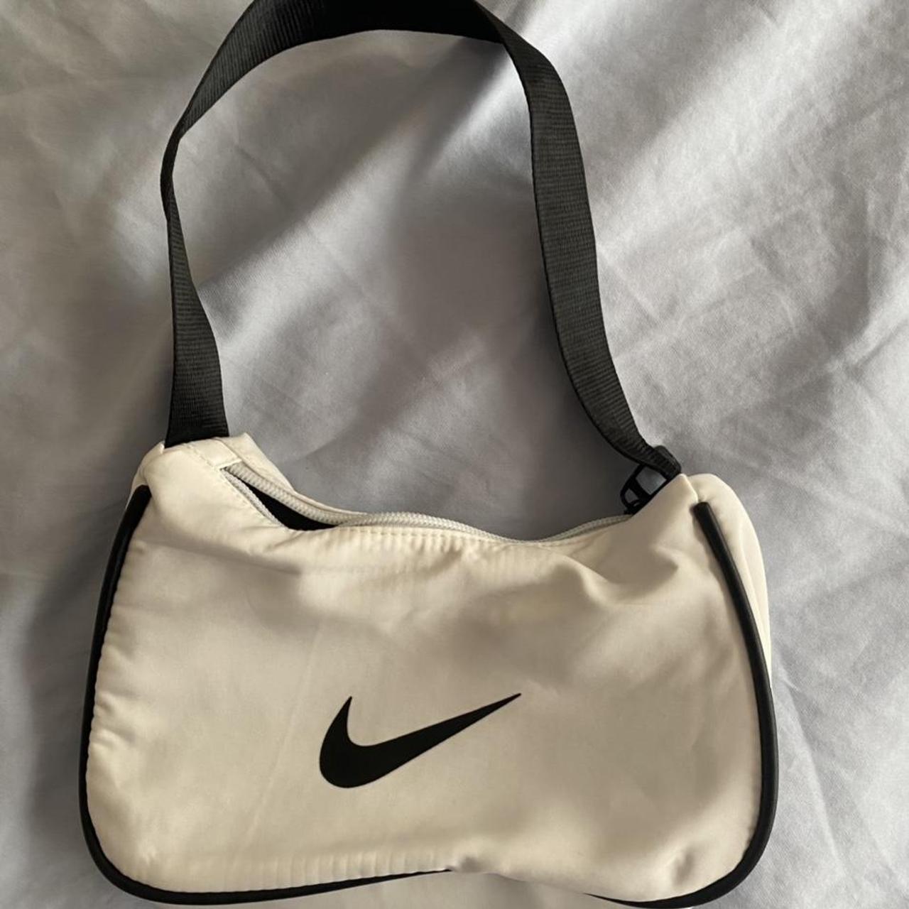y2k small white nike bag with zipper and strap... Depop
