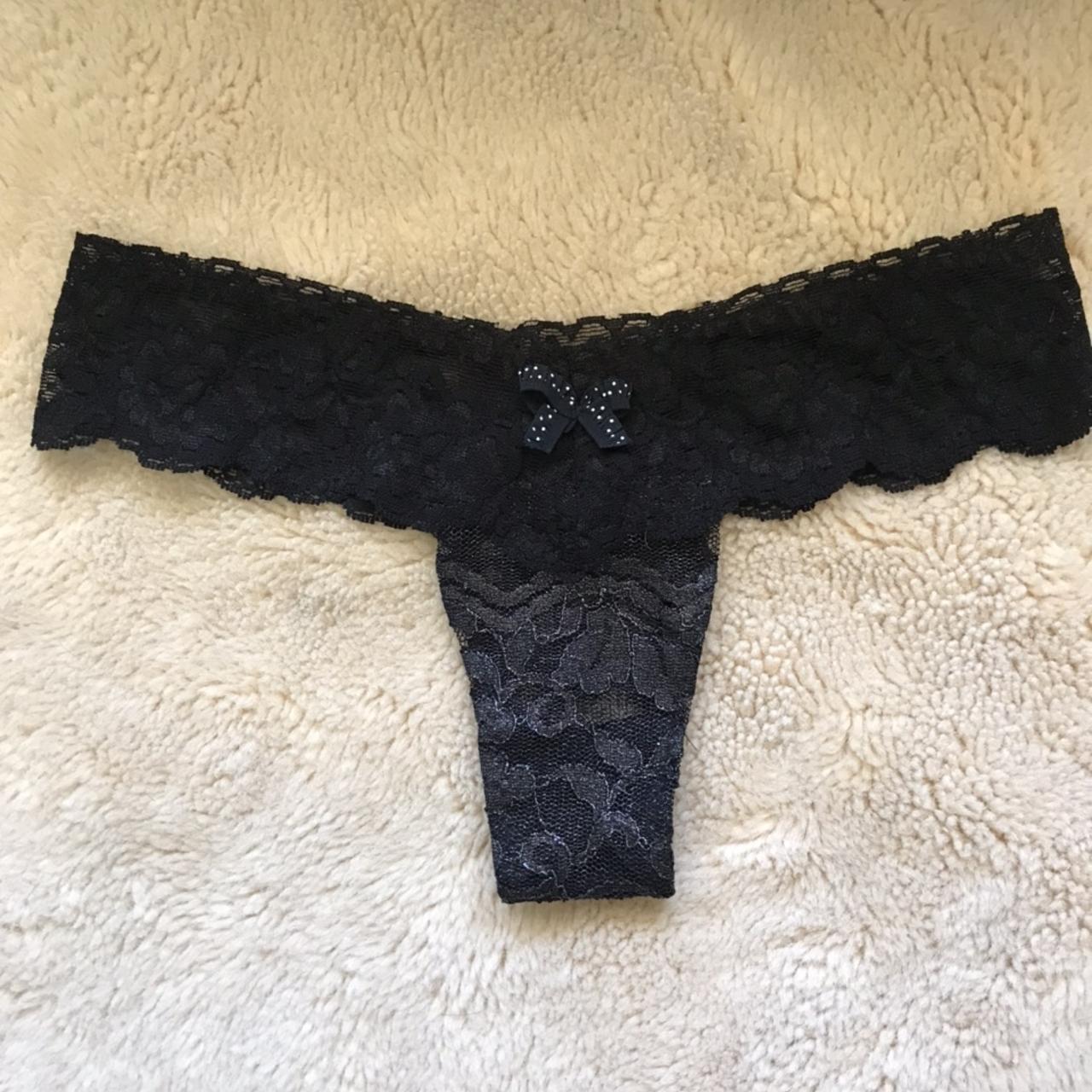 Black stretchy lace sexy underwear. Front has a cute... Depop