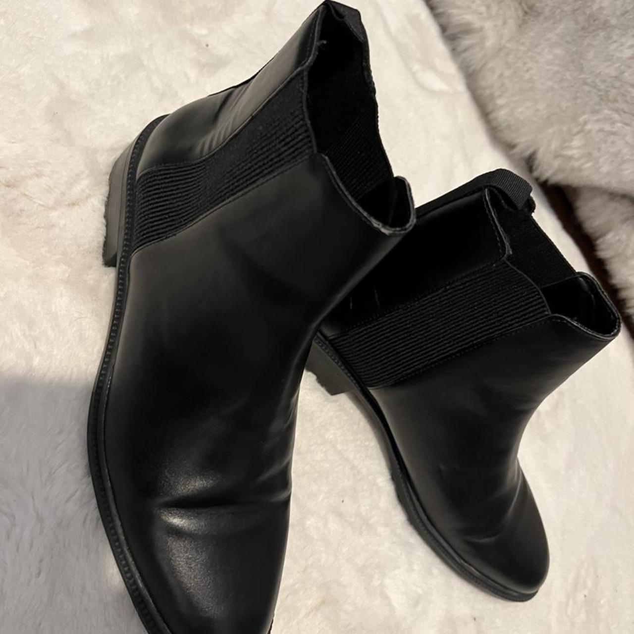 Black chelsea boots. Elastic gores on both sides and... - Depop