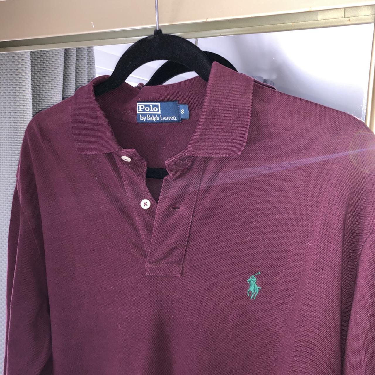 burgundy ralph lauren polo long sleeve