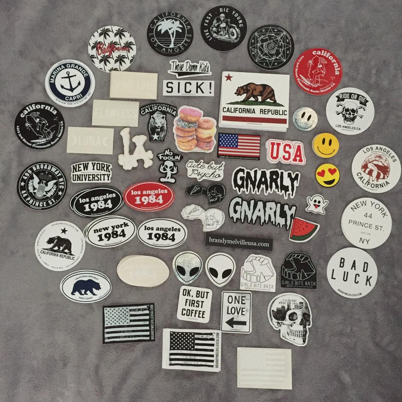 Large bundle of mostly brandy Melville stickers 149 + mustache deals tattoo duplicates