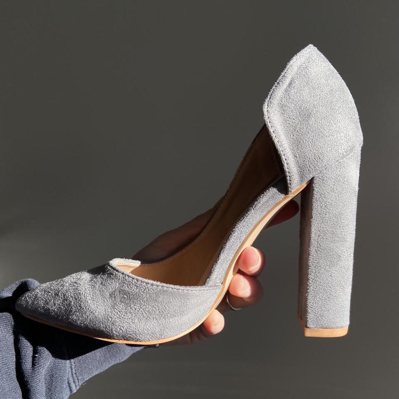 Grey suede deals block heels