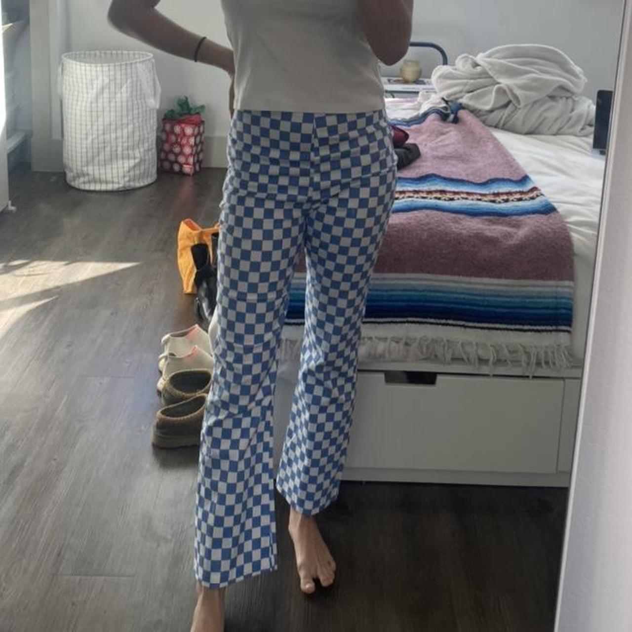 Blue and white checkered pants! Lightweight perfect... Depop