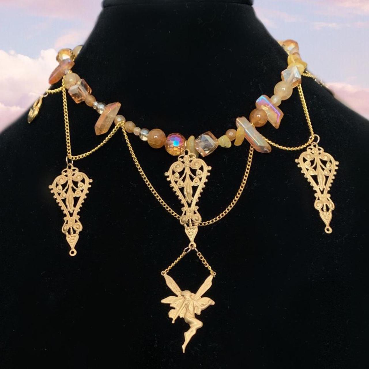 one-of-a-kind-golden-draped-fairy-necklace-a-depop