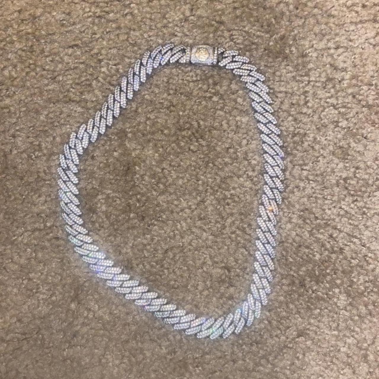 12mm 18inch White Gold plated iced out cuban from... - Depop