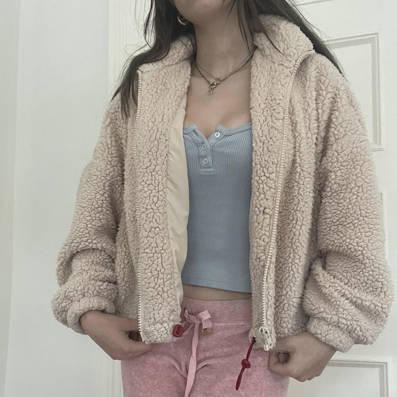 White Fuzzy Jacket from Urban Outfitters. Size S.... - Depop