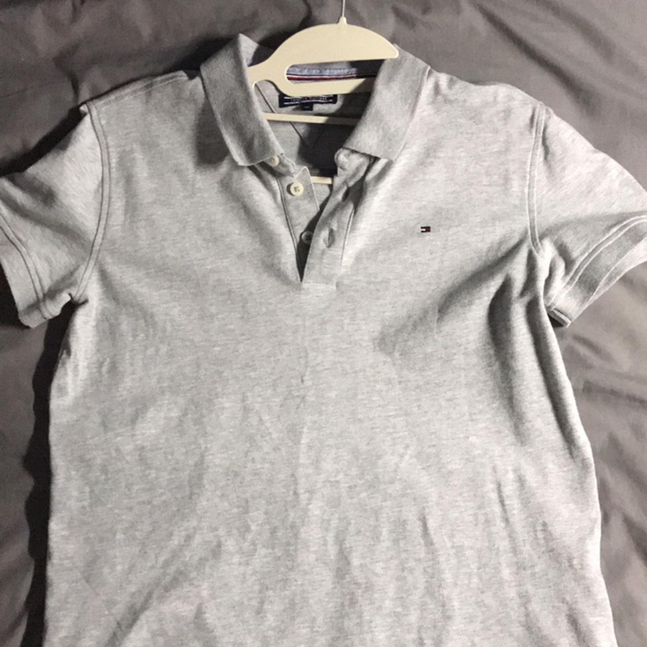 Tommy Hilfiger grey polo shirt Perfect condition... - Depop