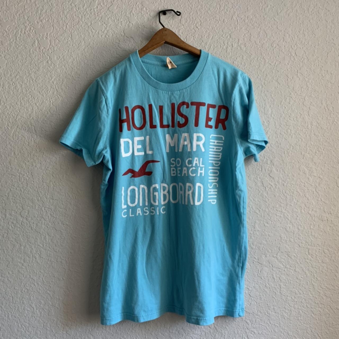 Light blue unisex vintage hollister t-shirt. Soft - Depop