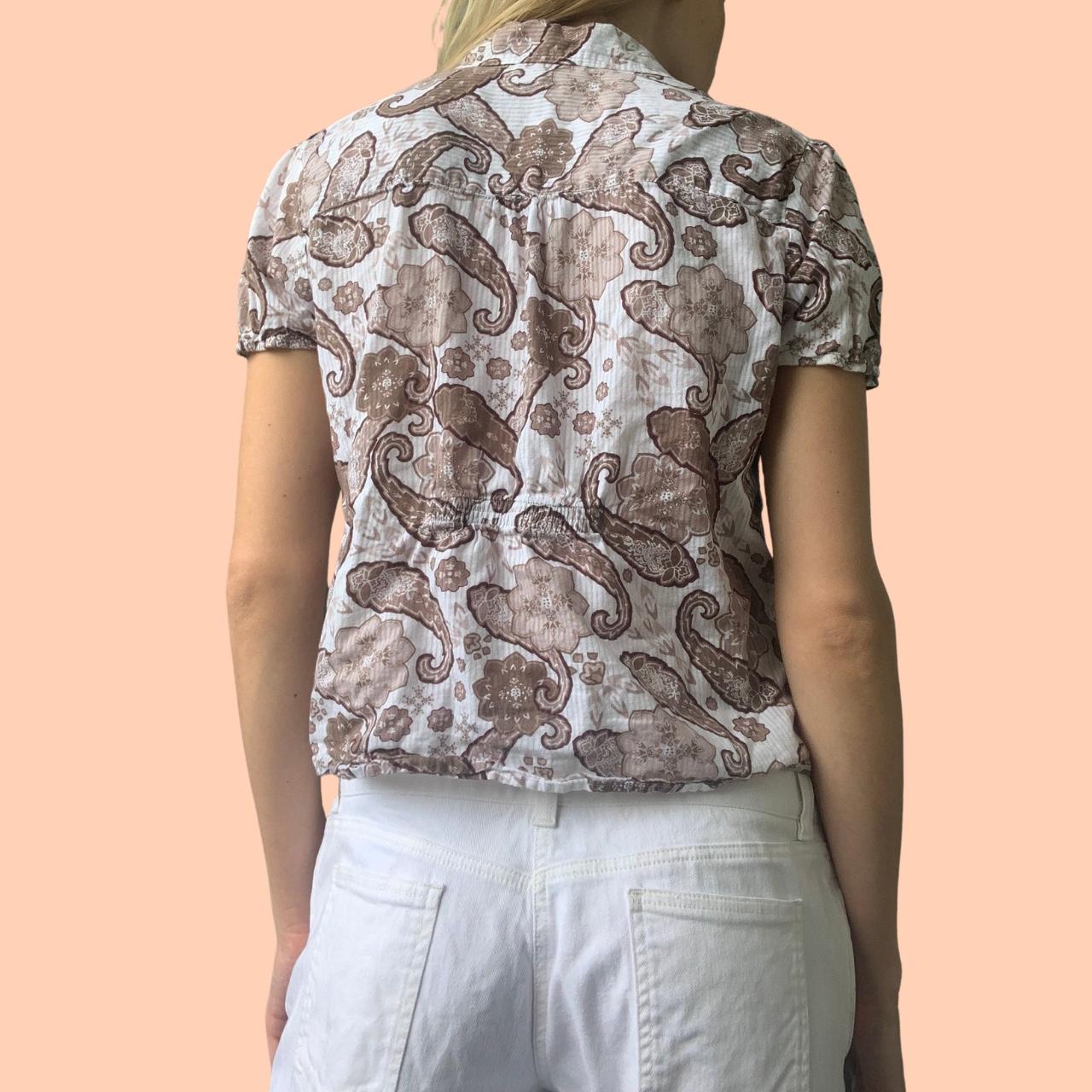 Women's Brown and White Blouse (4)