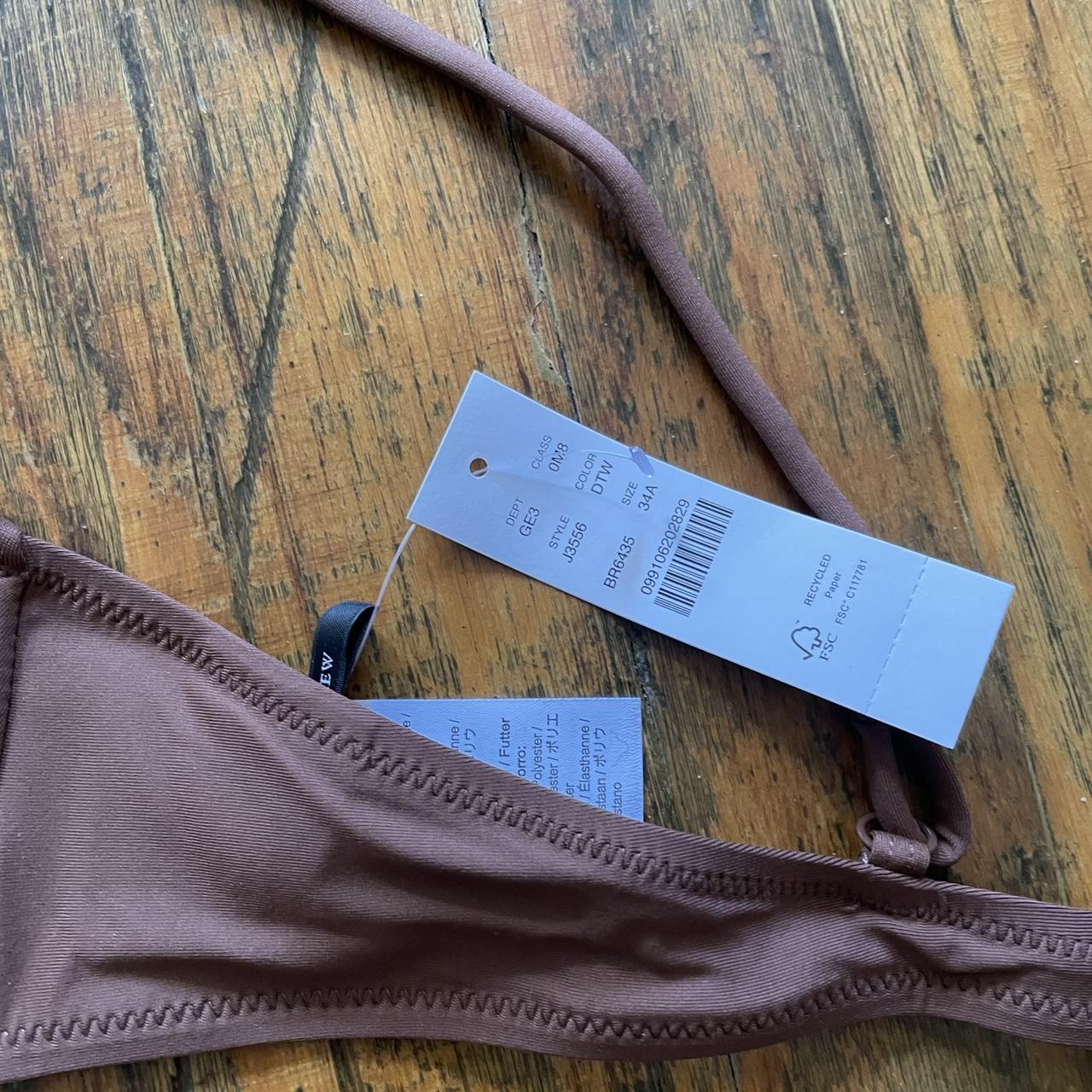 Brown J. Crew bikini set size xs bottom and 34A top.... - Depop