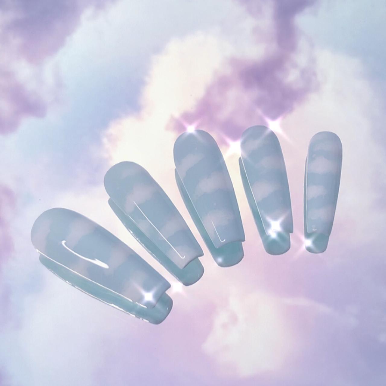 🌨 baby blue cloud press on nails 🌨 ORDER... Depop