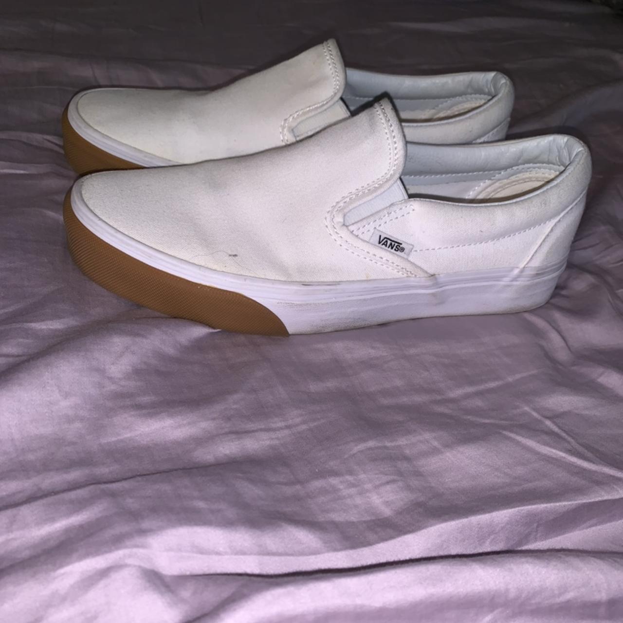 All white vans w/ gum soles In good condition, only... - Depop