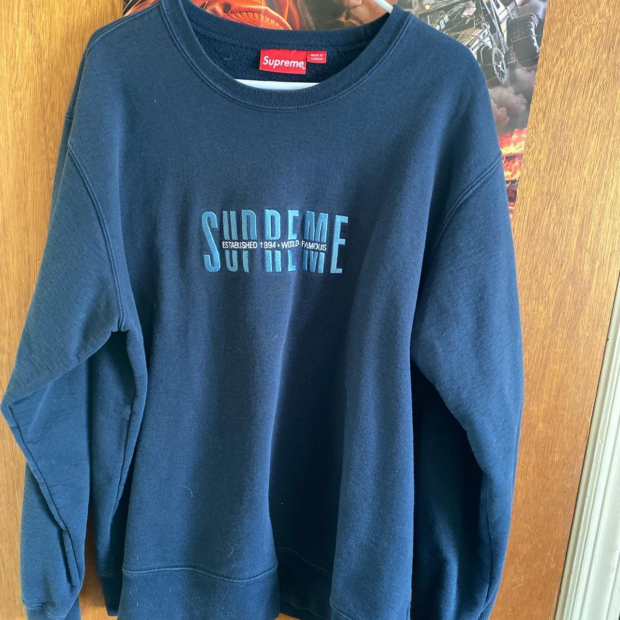 Crewneck Navy Supreme Crewneck World Famous Supreme Navy