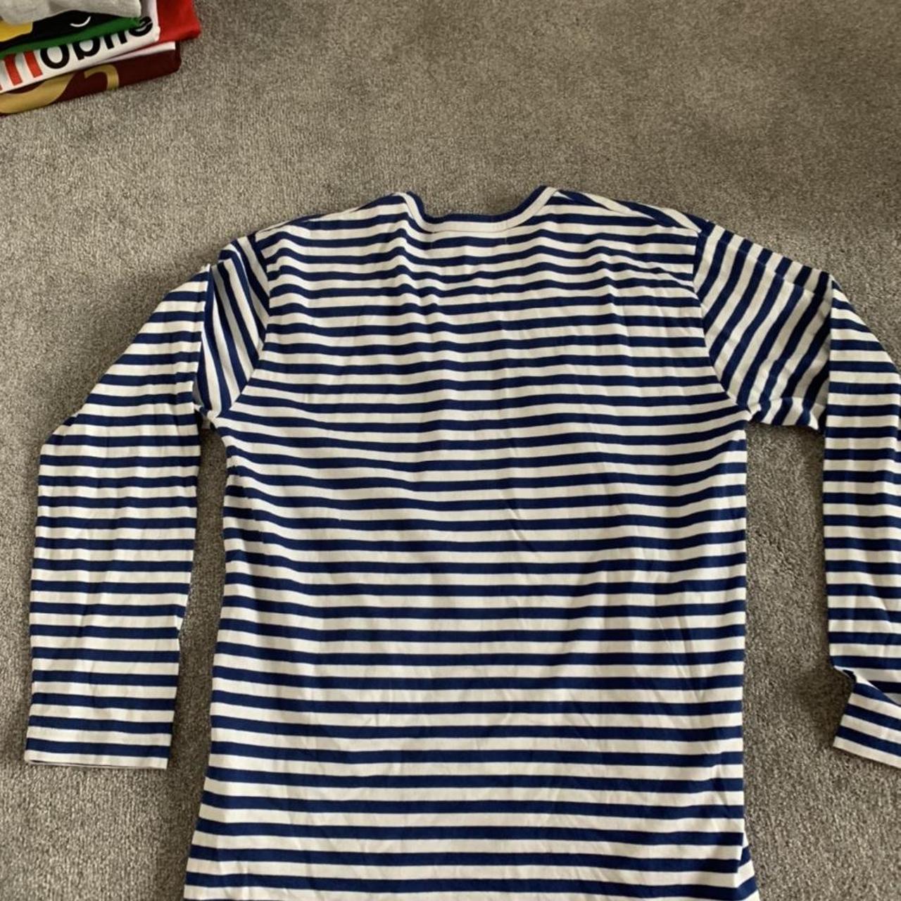 CDG longe sleeve blue striped t shirt - Depop