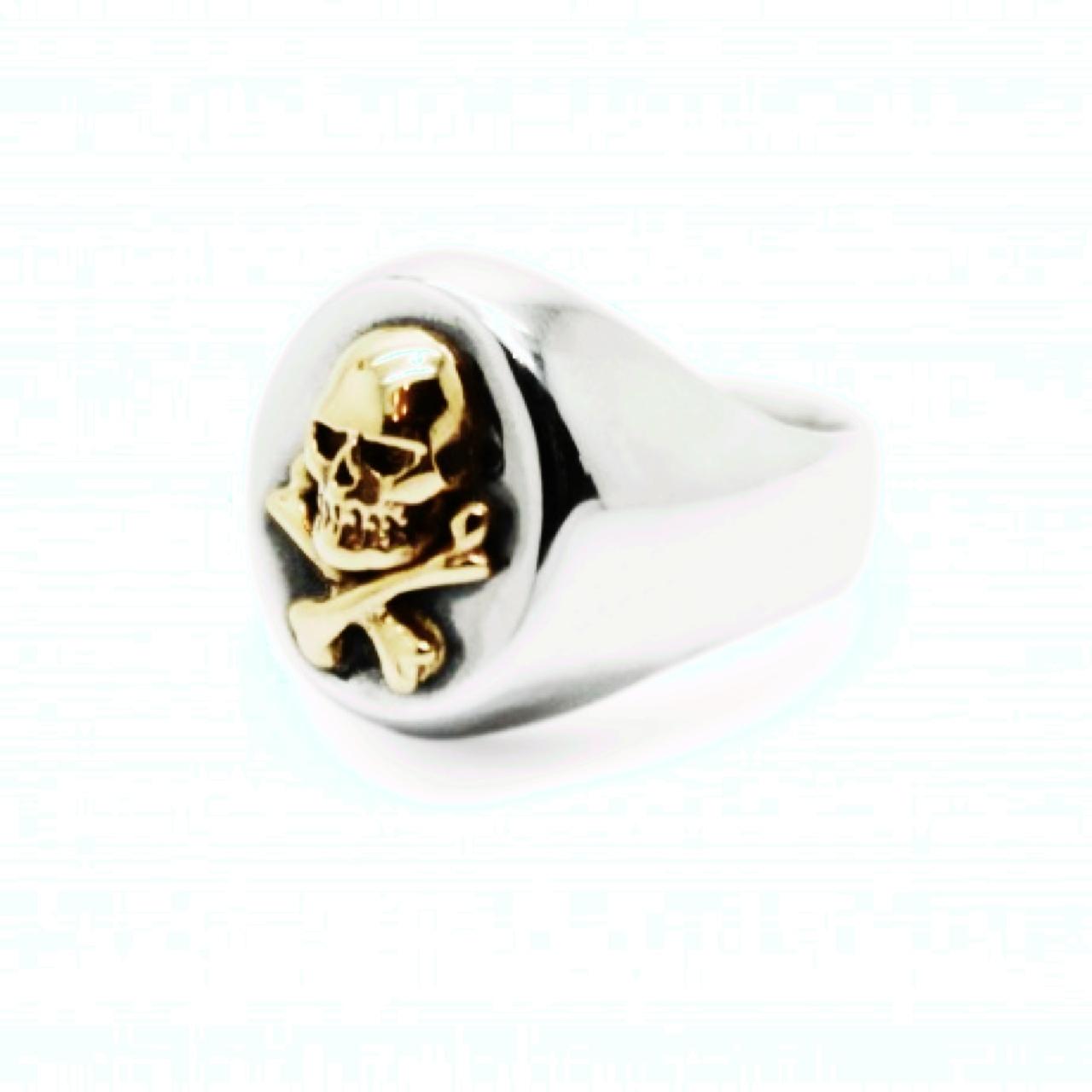 Skull and crossbones signet on sale ring