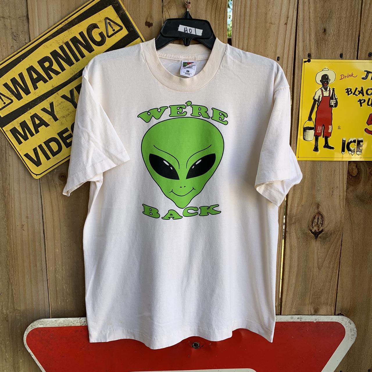 Vintage 90s Green Alien T shirt Size L We re Depop