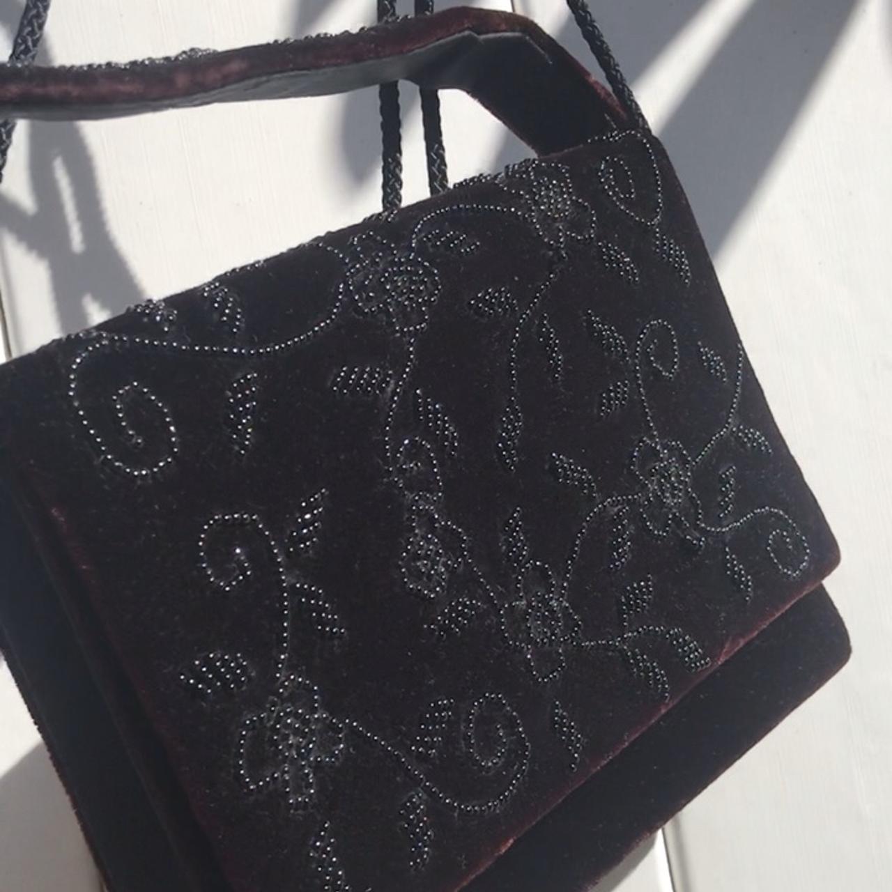 Vintage Floral Beaded Velvet Crossbody Bag. Depop