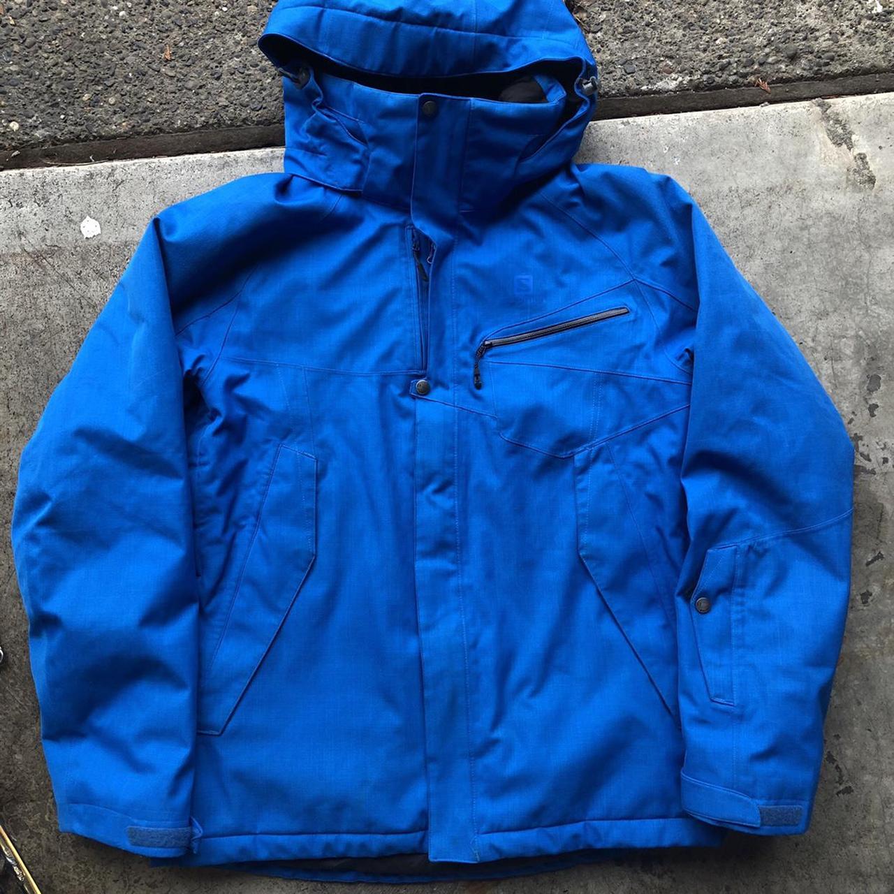 Salomon jacket. Climapro blue coat with hood. Logo... - Depop